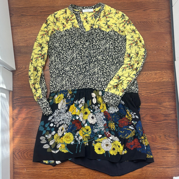Sandro Silk Floral Shirt Dress - Picture 1 of 8